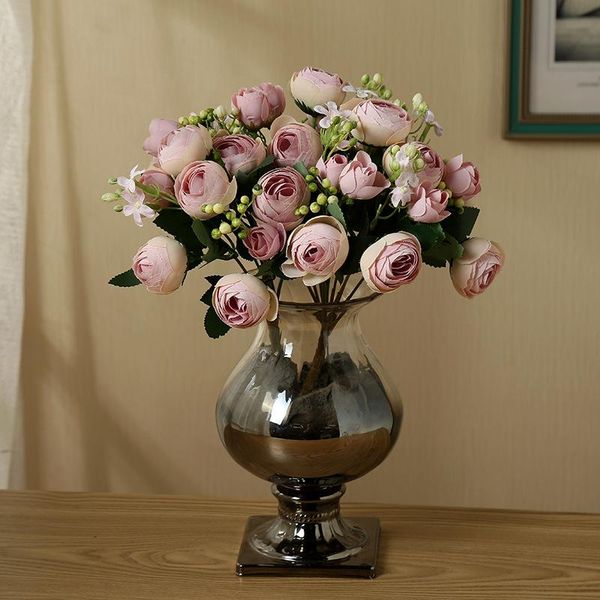 

decorative flowers & wreaths 1 bundle of artificial peony flower pink silk rose camellia fake bouquet diy wedding party home garden decorati