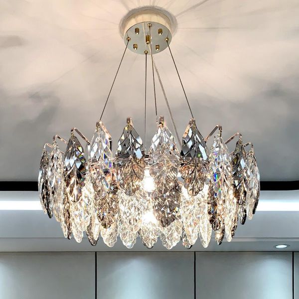 

light luxury living room crystal chandelier post-modern minimalist dining leaf villa bedroom lamp 2021 pendant lamps