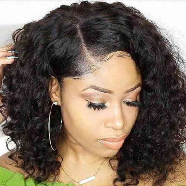 

wig exploding head short curly hair partial parting high temperature silk chemical fiber headgear, Black;brown