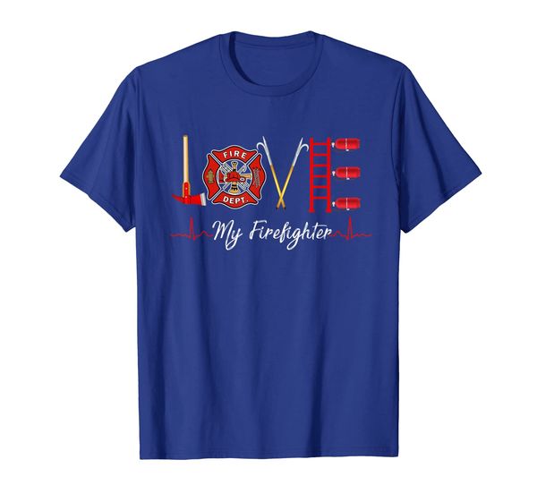 

love my firefighter fireman wife girlfriend gift t-shirt, White;black