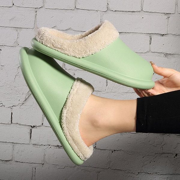 

women indoor slippers warm plush lovers home slipper anti slip autumn winter shoes woman house floor soft slient slides, Black