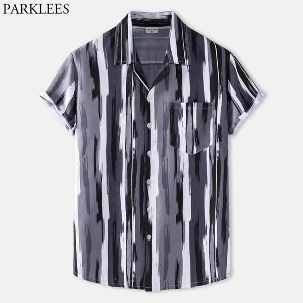 

splash ink mens hawaiian shirt fashion summer short sleeve beach wear shirt casual holiday vacation clothing chemise homme 210522, White;black