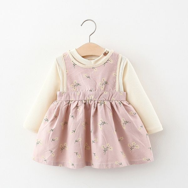 Set di abbigliamento per bambina per bambini Abito floreale + Top Abiti 2PC Autunno 2021 Abbigliamento per boutique per bambini Design originale coreano 0-4T Abiti da esterno