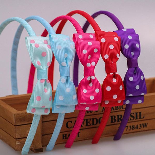 

summer fashion bow dot polyester girl head hoop hair accessories, Slivery;white