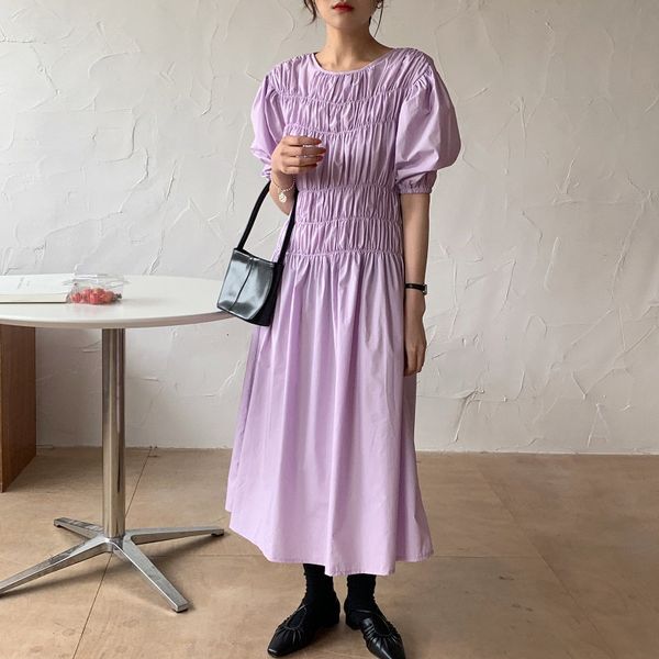 

dresses high-end elegance brief solid sleeves summer sweet loose leisure a-line women all match stylish long, Black;gray