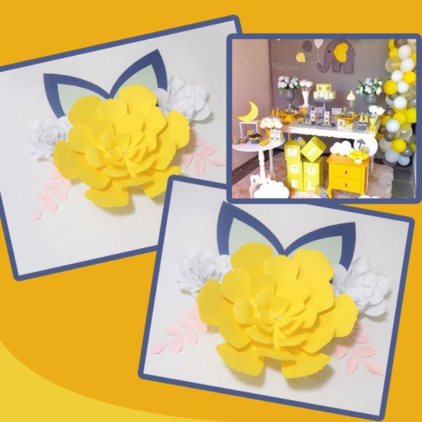 

large giant paper flowers rose fleurs backdrops 3pcs+ 2 leaves+ ears for wedding decorations nursery kids' birthday video decorative &