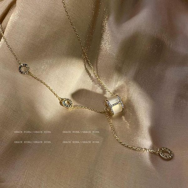

pendant necklaces vintage korean fashion necklace light luxury temperament clavicle chain 2021 opal for women jewelry gothic, Silver