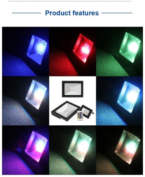 

floodlights 10pcs projection lamp rgb floodlight 20w 30w 50w ip65 ac220v outdoor high power flood light foco led exterior