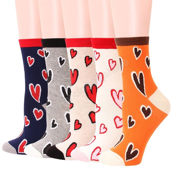

women casual heart love socks cute comfortable sock girl female women winter autumn leisure breathable pure cotton, Pink;yellow