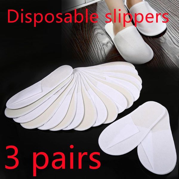 

towel 3pairs of el slippers travel health home party guest toe shoes for men and women dense fluffy disposable solid color
