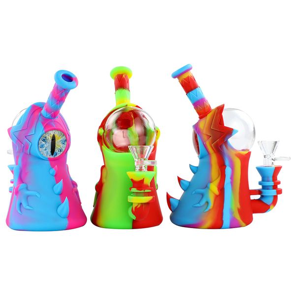 Shisha Hookah água fumando tubo de vidro bong dab silicone mangueira caixa de bebida coxia cota de cachorro altura do queimador de cera