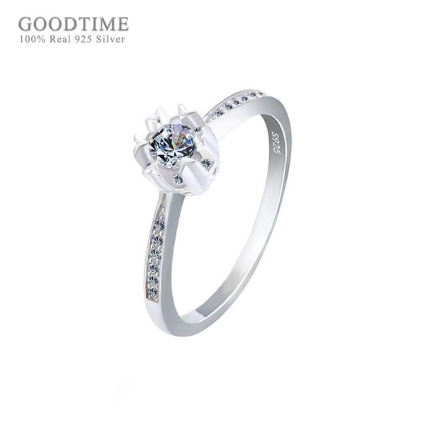 

wedding rings fashion pure 925 sterling silver ring rhinestone jewelry shining cubic zirconia finger for bridal girl women, Slivery;golden
