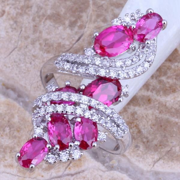 

cluster rings incredible red cubic zirconia white cz silver plated ring size 6 / 7 8 9 10 11 12 s0220, Golden;silver