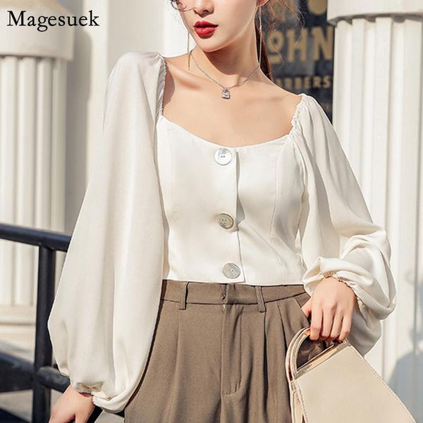 

long sleeve vintage white blouse shirts single-breasted casual women blouses elegant office lady female blusas 13021 women's &