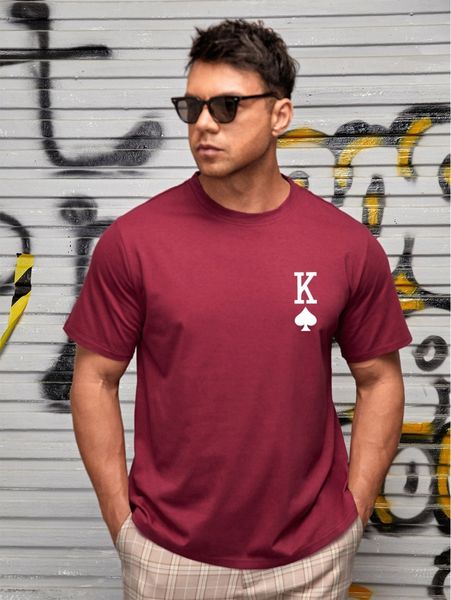 

extended sizes men playing card print tee x6el#, White;black