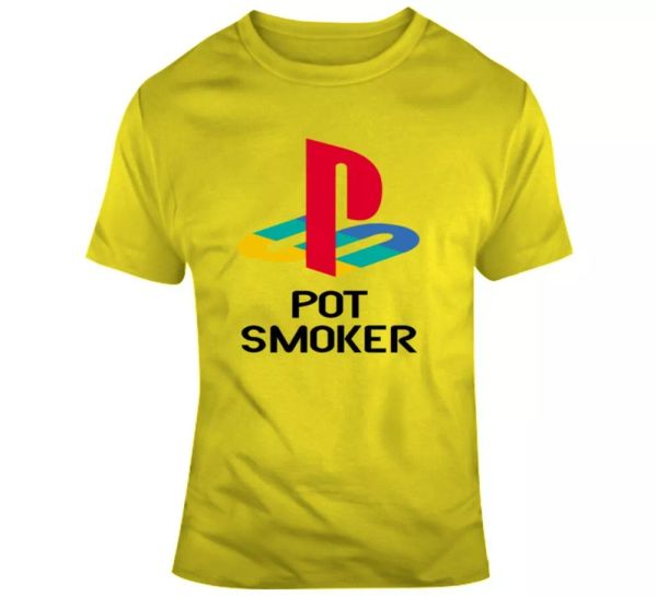 

pot smoker funny parody gamer t shirt, White;black
