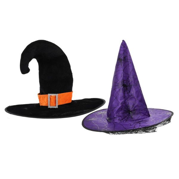 

party hats 2 pcs witch decorative po props (black, purple)