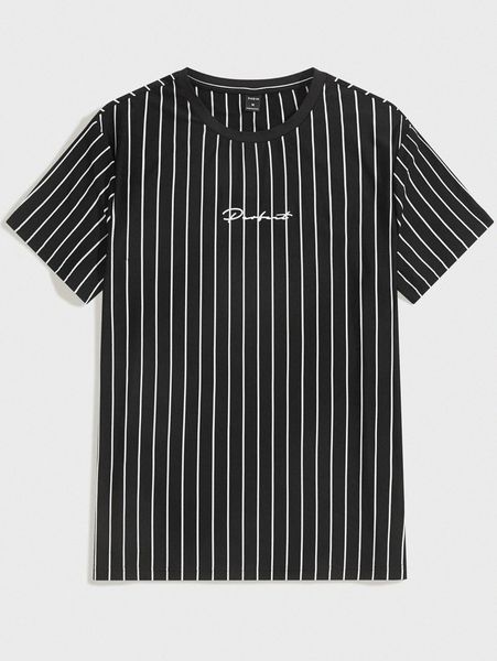 

men striped & letter graphic tee d3qm#, White;black