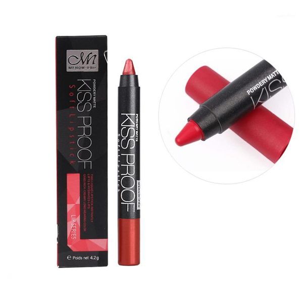 

original menow 19 colors make up kiss proof matte lipstick lip pencil pen long lasting effect soft with 1pcs sharpener1