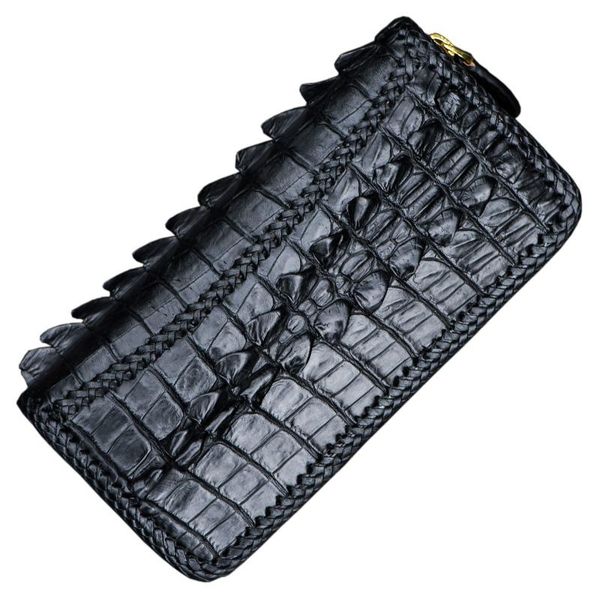 

wallets large-capacity handmade wallet long zipper crocodile leather retro casual clutch vertical clip, Red;black