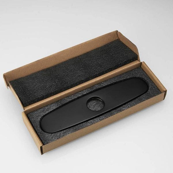 

kitchen faucets owofan hole cover deck plate escutcheon for bathroom or sink faucet single mixer tap, 10 inch stainless steel black