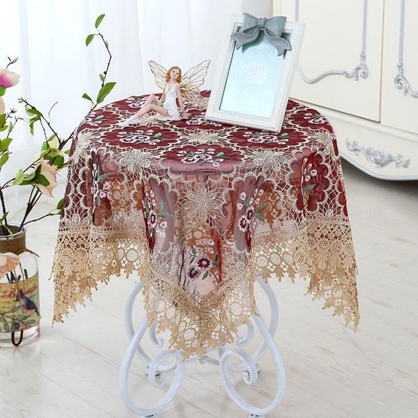 

table cloth european high grade embroidered lace tablecloth dust-proof coffee dining cover jacquard wedding cut-out luxury