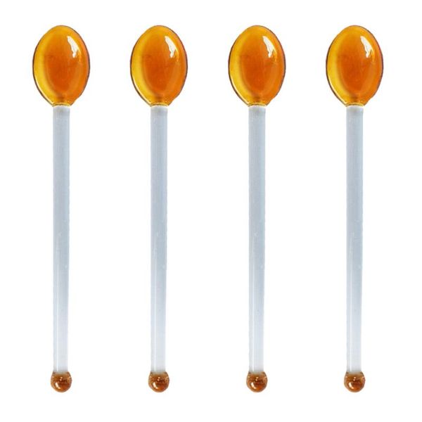 

spoons 4 pcs clear glass coffee spoon dessert cake scoop long handle for home