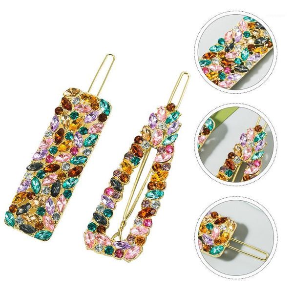 

2pcs alloy simple hairpin fashion hair clip rhinestones wear clips1