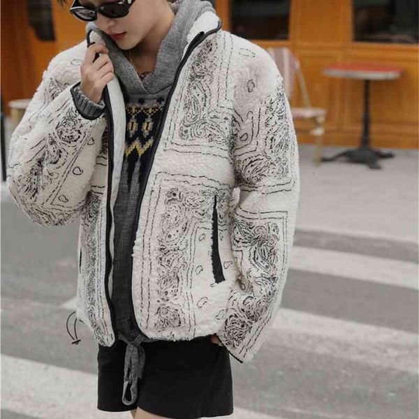 

women's wool & blends winter shearling jacket women fuax fur coat beige thick coats fleece zipper up designer outerwear 0rcj, Black