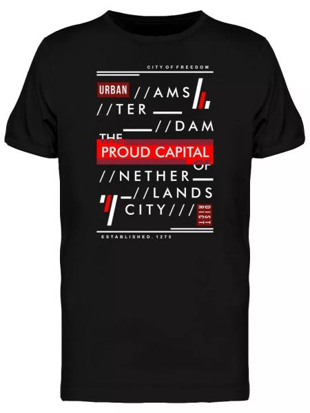 

Amsterdam Proud Capital Graphic Tee Men's -Image by Shutterstock, White;black