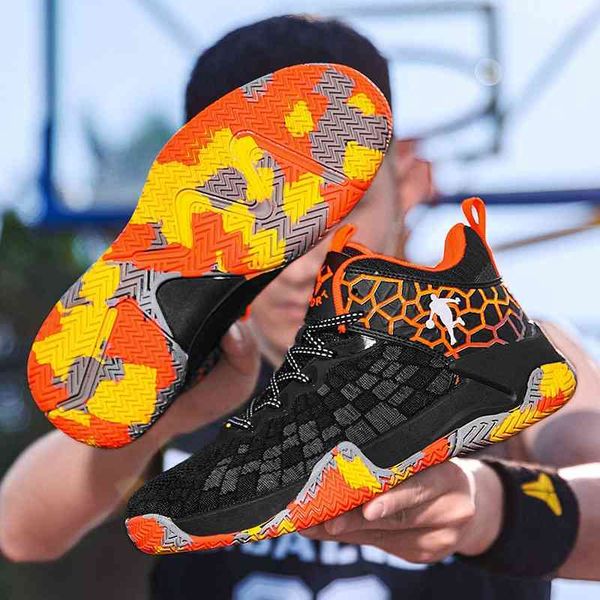 

2021 spring and autumn basketball shoes boys' middle school children's sports shoes non slip breathable primary, Black