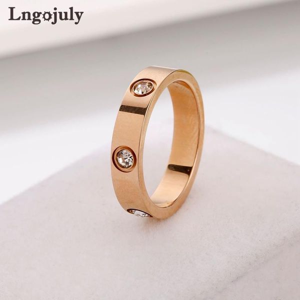 

wedding rings simple women titanium steelzirconia jewelry rosegold for girlfriend anniversary party gifts, Slivery;golden