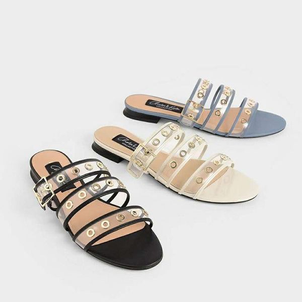 

shoes women rivet ladies' slippers rubber flip flops pantofle low soft flat hawaiian 2021 slides hoof heels round toe scandals, Black
