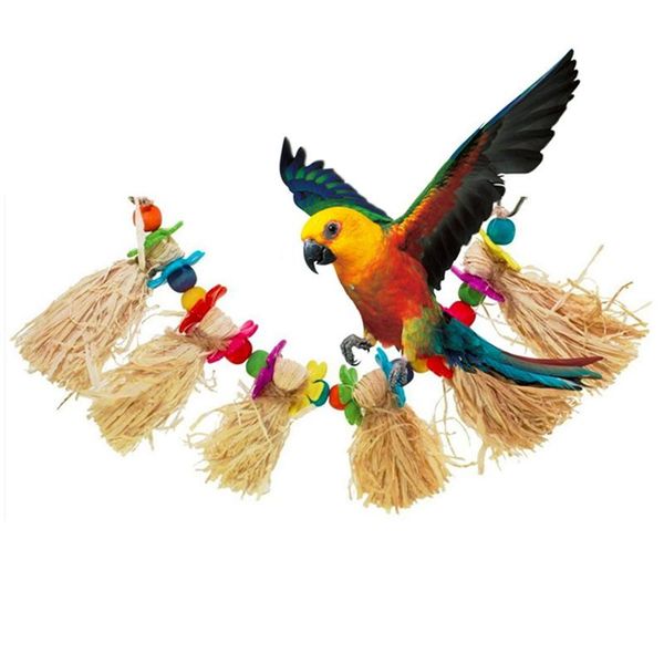 

other bird supplies swing toy pet creative grass perch parrot cage with bead decorations