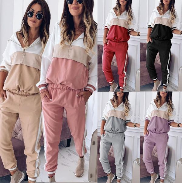 

ladies fashion hooded sportswear clothes jogging casual running sweatshirt + pants sets, Black;blue