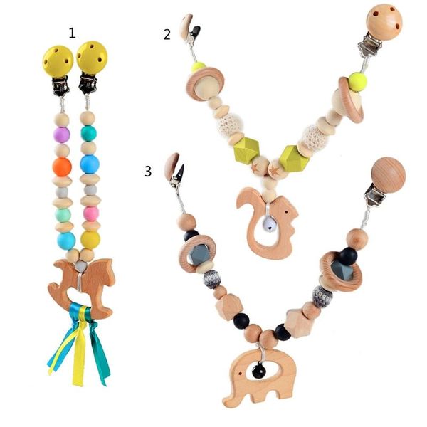 

stroller parts & accessories baby teether pendant pacifier chain rattle pram clip crochet beads wooden animal infants nursing t toy