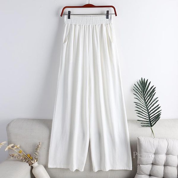 

women's pants & capris solid color elastic waist wide leg 2021 summer all-match high drape casual loose women, Black;white