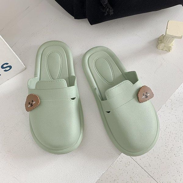 

llogai summer slippers women shoes low heel female outdoor beach woman round toe flats slipper pantuflas de mujer, Black