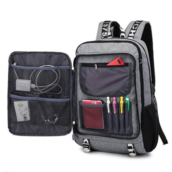 

backpack men's male waterproof usb charging travel school sport oxford casual lapfor bag pack