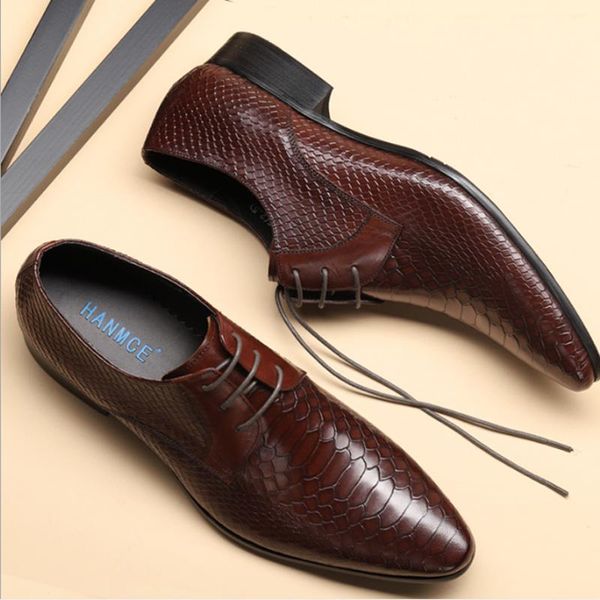 

men's woven first layer cowhide dress shoes classic retro derby lace business office party wedding, Black