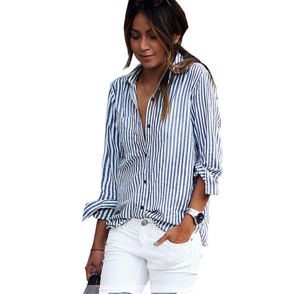 

loose striped long sleeve oversized women t shirt casual ol tee office yff6180, White