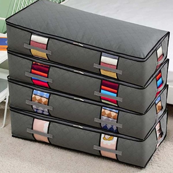

storage bags 2/4pc folding closet organizer for pillow quilt blanket bag waterproof portable clothes