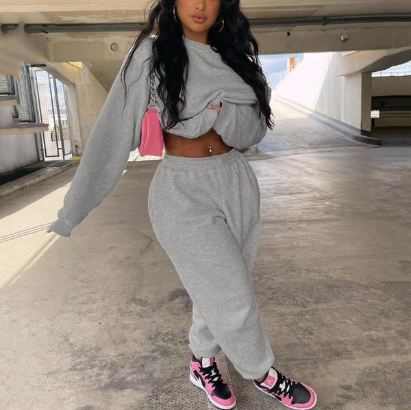 

women's two piece pants plus size sets for women 2021 autumn fall grey solid loose fashion causal oversized outfits pieces matching clo, White