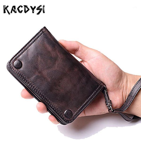 

wallets kacdysi genuine leather original handmade men mens wallet cards holder retro quality short vertical male purse wristlets1, Red;black