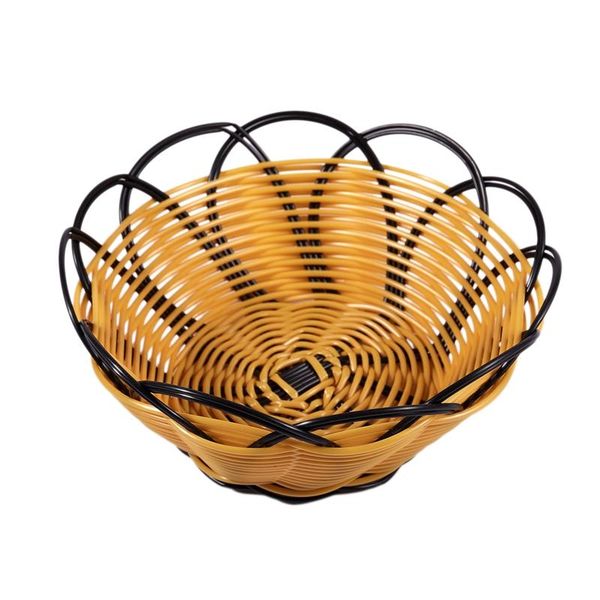 

inch plastic braided basket fruit vegetable cookies container holder black&orange storage baskets