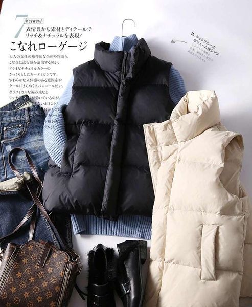 

women's vests autumn and winter two color white down vest jacket style, Black;white