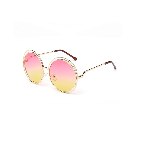 

sunglasses pink lens anti-uv gold round frame sun glasses goggles classic vacation eyewear shades for women men couple, White;black