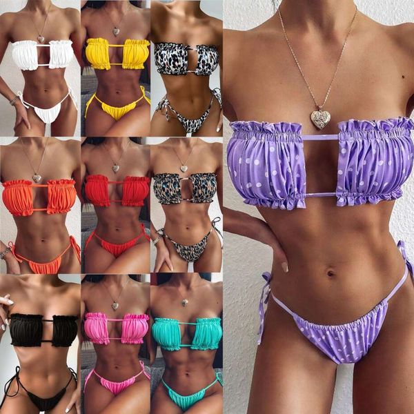 

the bikini swimsuit multicolor pleated bikini, White;black