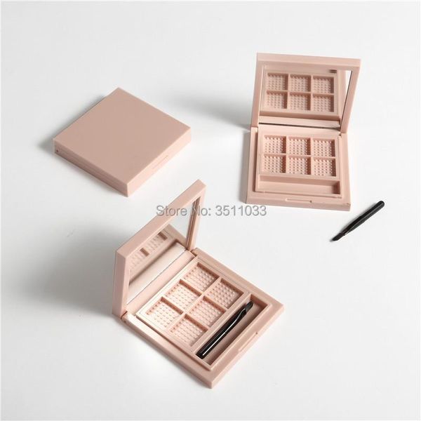 

storage bottles & jars square pink eyeshadow powder case with mirror 6 grids diy lip lipstick compact cosmetic empty blush box
