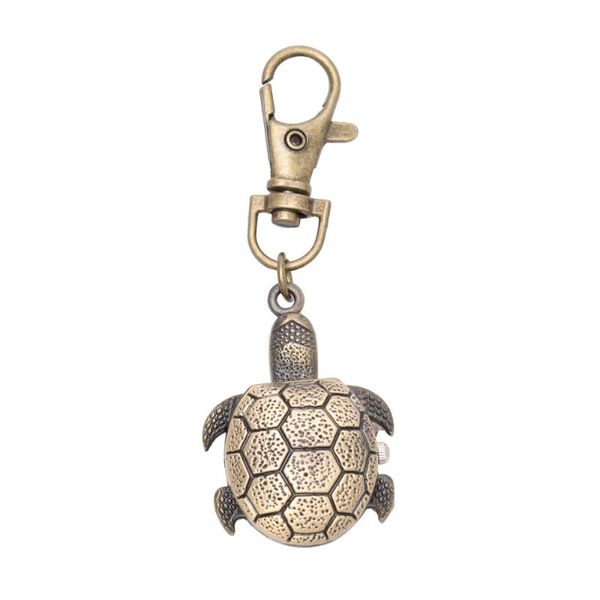 

watch bands creative tortoise pocket keychain portable timepiece with clasp (green bronze hook), Black;brown